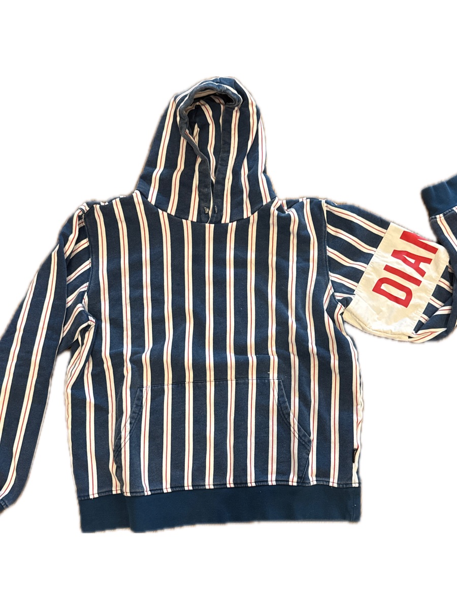 Diamond Supply Co. Navy, White And Navy Striped Hooded Pullover